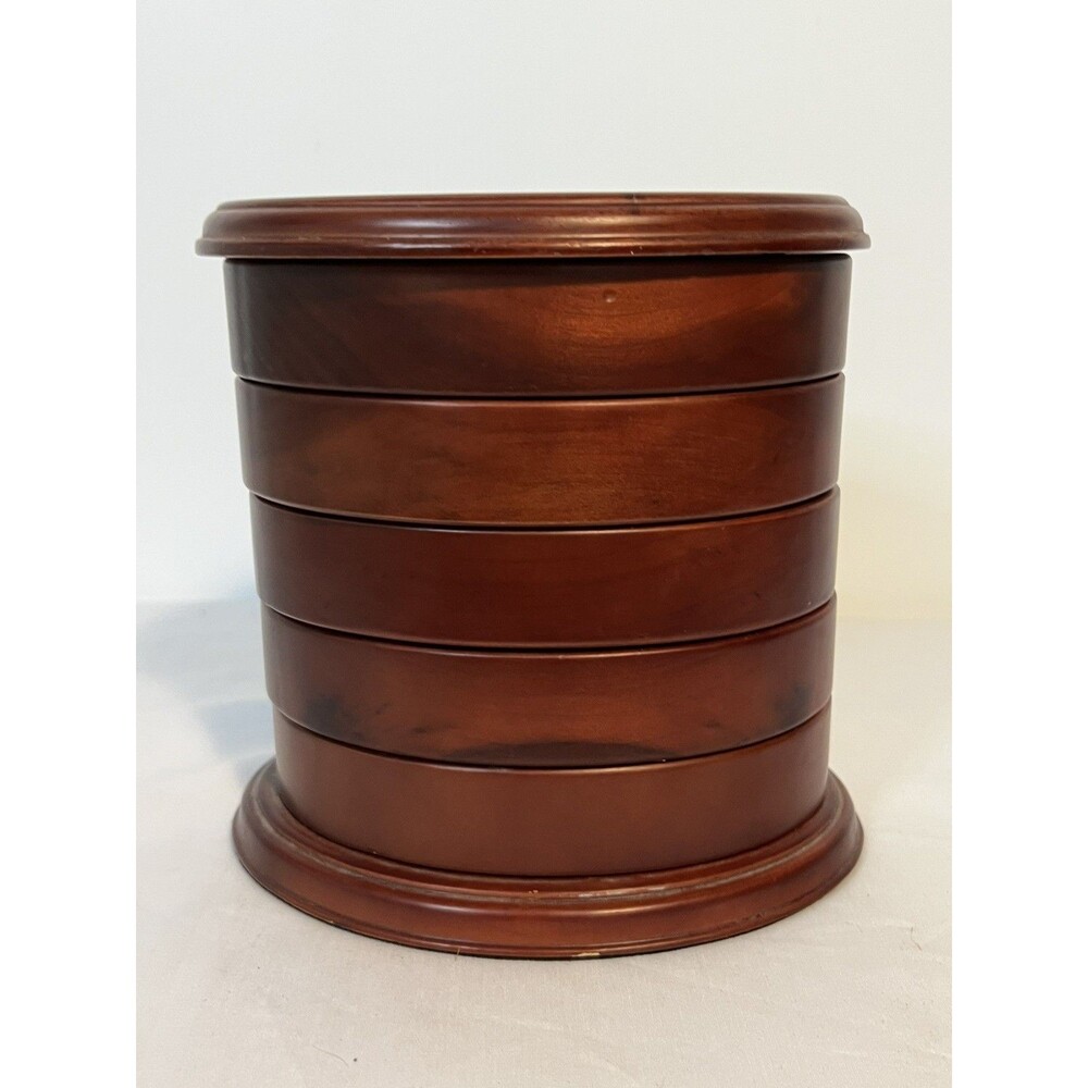 FlexZorb Rotating Wooden Jewelry Box 5 Tier Oval Organizer